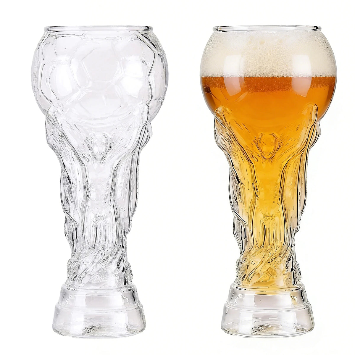 Bierglas in Pokalform 600 ml — Fußball-Design, spülmaschinenfest