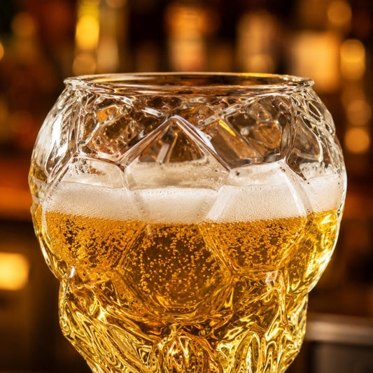 Bierglas in Pokalform 600 ml — Fußball-Design, spülmaschinenfest